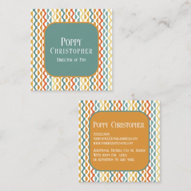 Färgfull modern Retro Wave Mönster 9.8 Fyrkantigt Visitkort (Fram/baksida)