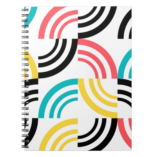 Färgfull, modern, roligt, sansad geometrisk grafik anteckningsbok (Framsidan)