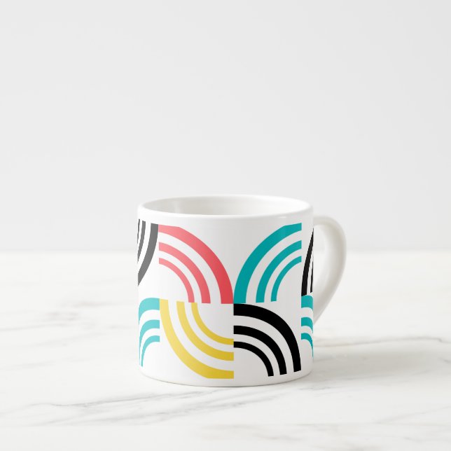 Färgfull, modern, roligt, sansad geometrisk grafik espressomugg (Framsida höger)