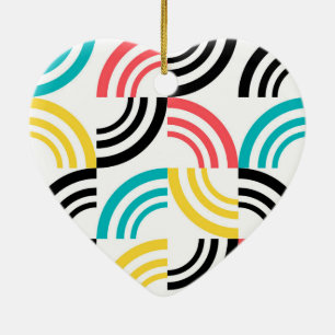 Färgfull, modern, roligt, sansad geometrisk grafik julgransprydnad keramik