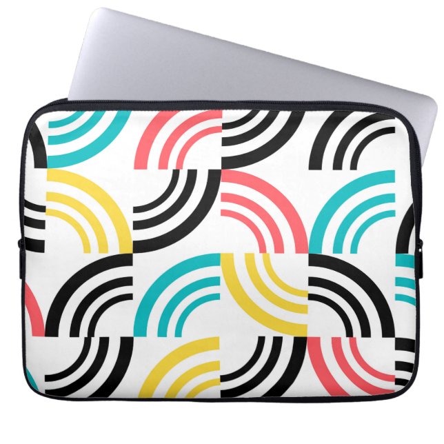 Färgfull, modern, roligt, sansad geometrisk grafik laptop fodral (Framsidan)