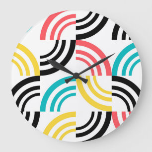 Färgfull, modern, roligt, sansad geometrisk grafik stor klocka