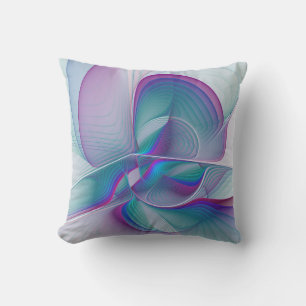 Färgfull modern Rosa Blue Turquise Fractal Art Kudde