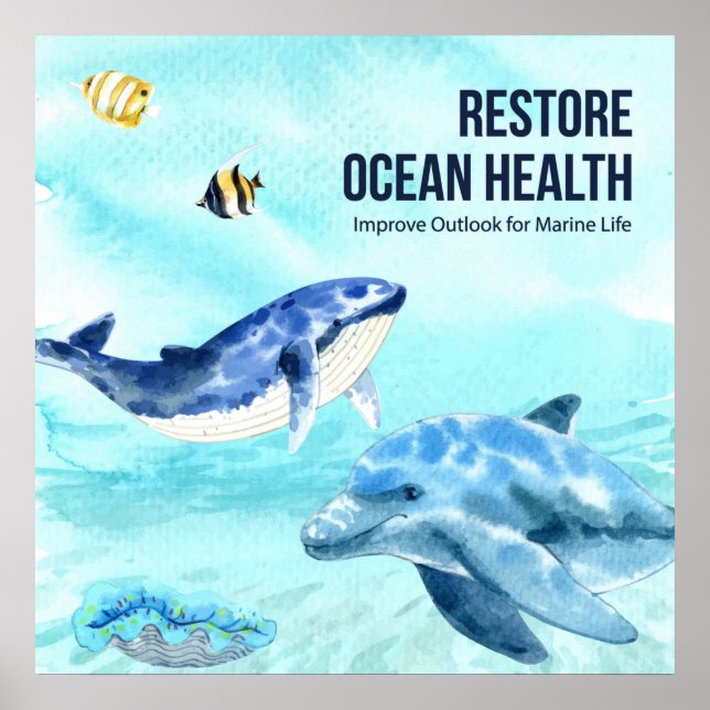 Färgfull modern skyddad marin livsoffert poster (Framsidan)