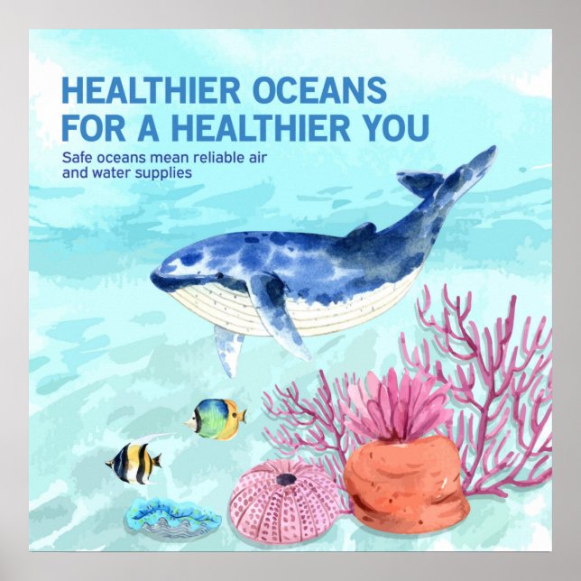 Färgfull modern skyddad marin livsoffert poster (Framsidan)