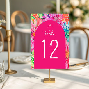 Färgfull modern Tropical Watercolor Blommigt Bröll Bordsnummer