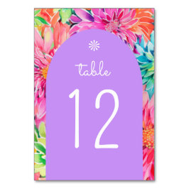 Färgfull modern Tropical Watercolor Blommigt Bröll Bordsnummer