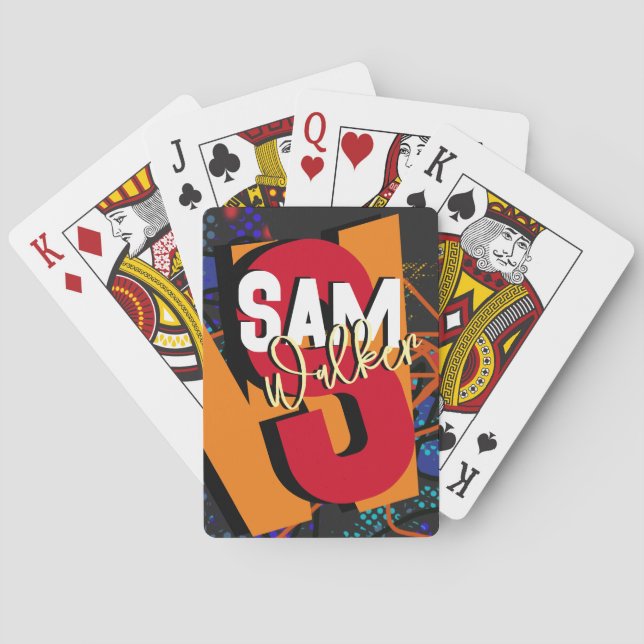 Färgfull modern typografi Namn & Initialer Casinokort (Baksidan)