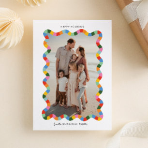 Färgfull modern Vågigt Ram Fotojul Helg Vykort