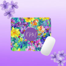 Färgfull monogram Chic Vattenfärgad Blommigt