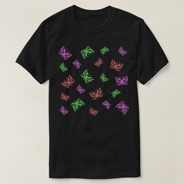 Färgfull mönster av söta fjärilar t shirt (Design framsida)