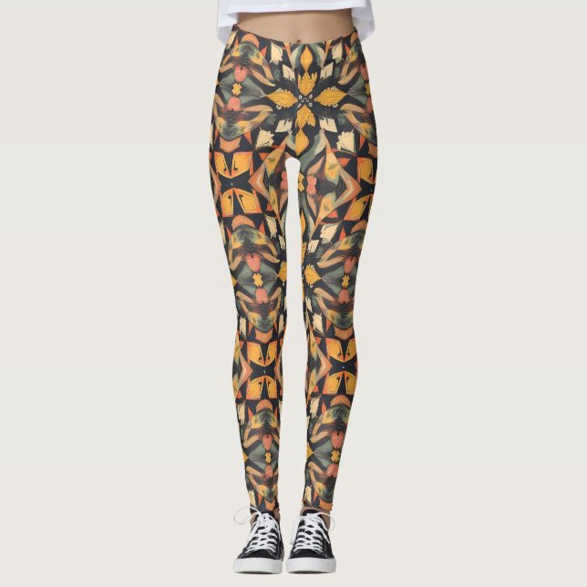 Färgfull mönster-design leggings (Framsida)