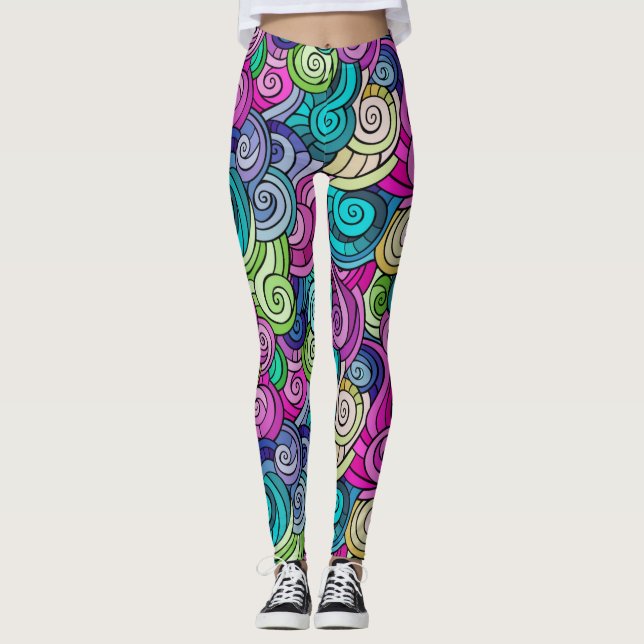 Färgfull Mönster Leggings (Framsida)