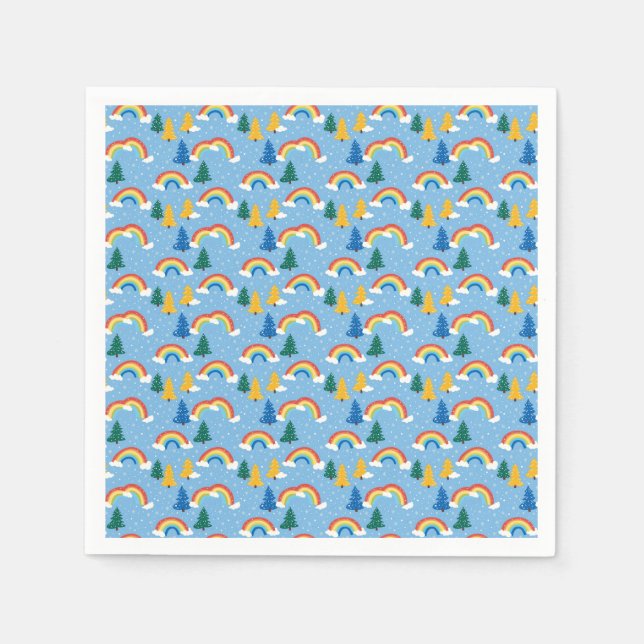 Färgfull Mönster med Rainbows och Träd Pappersservett (Framsidan)