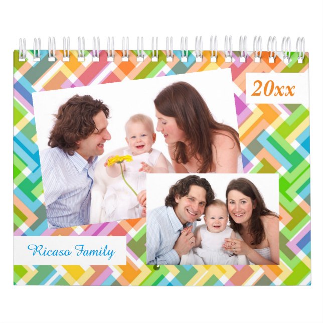 Färgfull Mönster-Personlig 18-fotomall Kalender (Omslag)