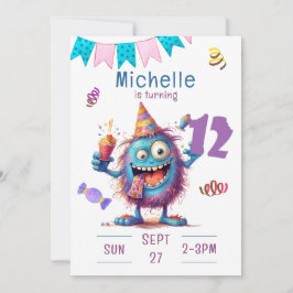 Färgfull monsterinbjudan dygnet runt inbjudningar