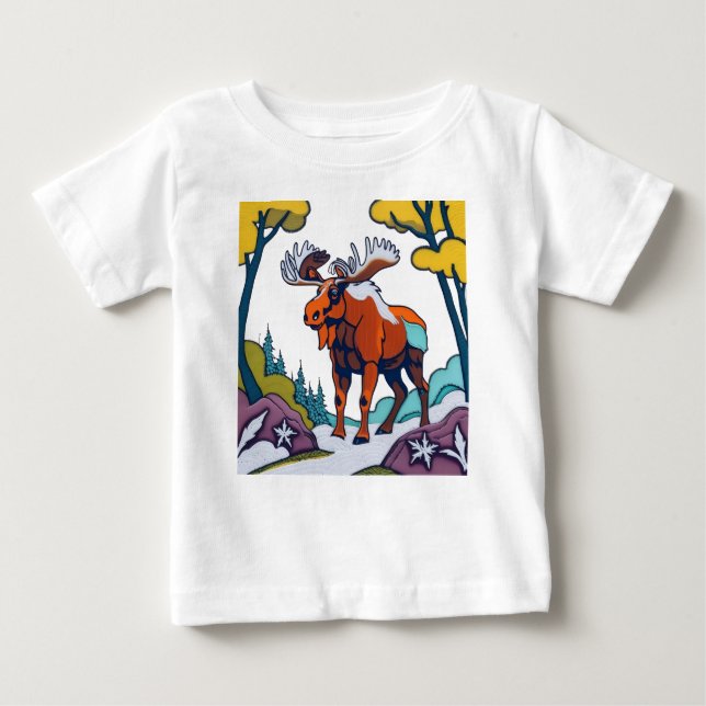 Färgfull moose Art T-Shirt (Framsida)