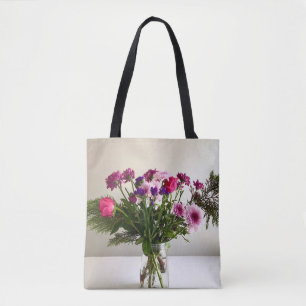 Färgfull Mor dag Blommor Bouquet Tygkasse
