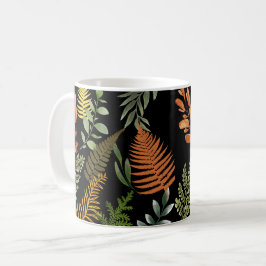 Färgfull Mörk Fern Botanisk Blommigt av flytande l Kaffemugg