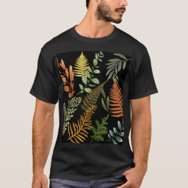 Färgfull Mörk Fern Botanisk Blommigt av flytande l T Shirt