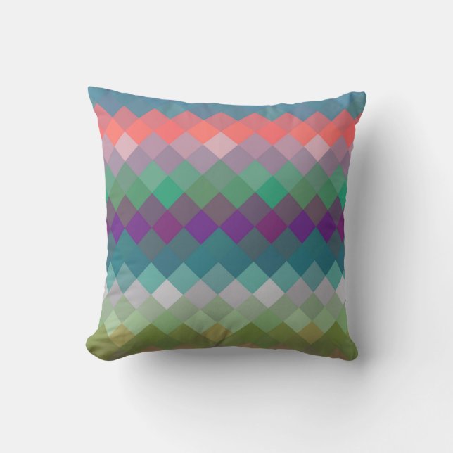 Färgfull mosaik Diamond Geometric Mönster #2 Kudde (Framsida)