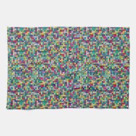 Färgfull mosaik, geometriska kvadrater mönster kökshandduk