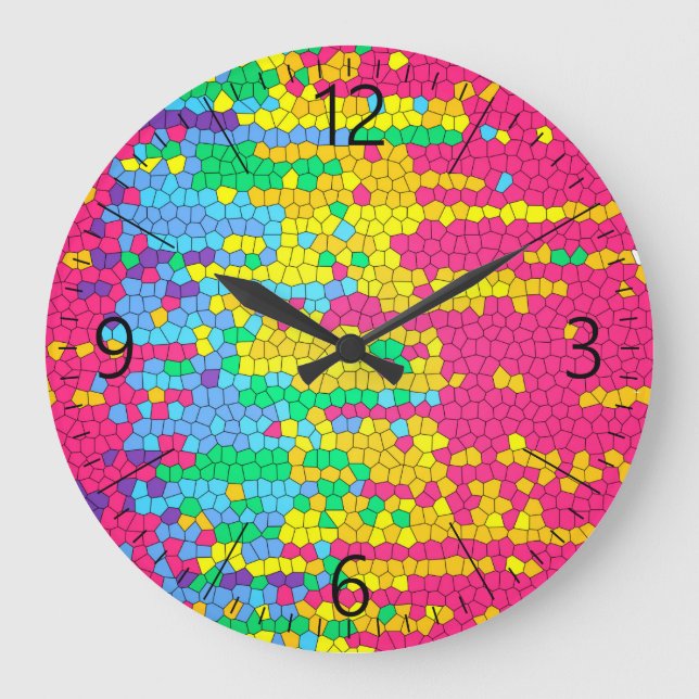 Färgfull mosaik mönster stor klocka (Framsida)
