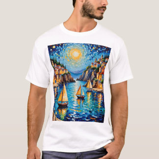 Färgfull mosaik som seglar under Medelhavssolnedgå T Shirt