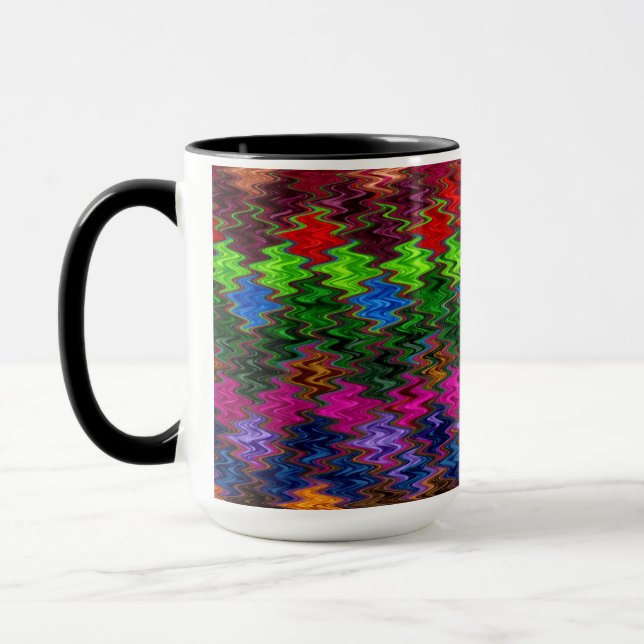 Färgfull mosaik Wave Mönster #2 Mugg (Vänster)