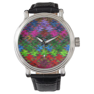 Färgfull mosaik Wave Mönster #3 Armbandsur