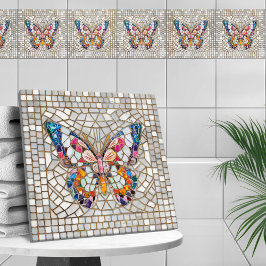 Färgfull mosaikfjäril kakelplatta