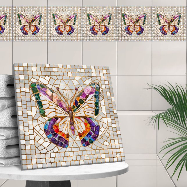 Färgfull mosaikfjäril kakelplatta (Skapare uppladdad)
