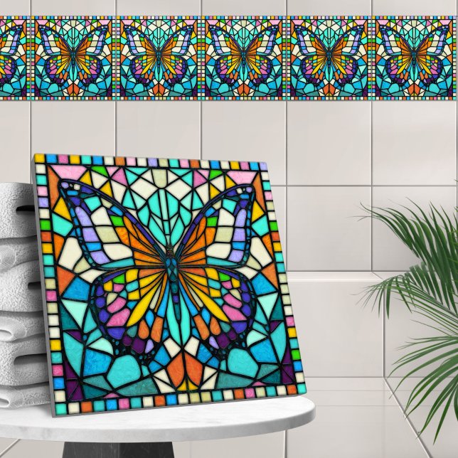 Färgfull mosaikfjäril kakelplatta (Skapare uppladdad)