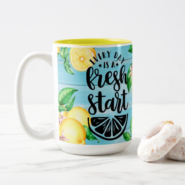 Färgfull motivation med Lemon-design Två-Tonad Mugg (Med munk)