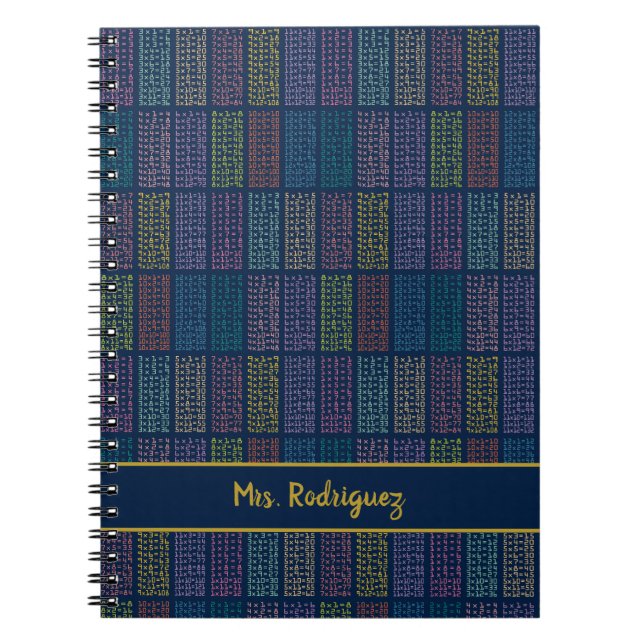 Färgfull multiplikation av Bord Mönster Anteckningsbok (Framsidan)