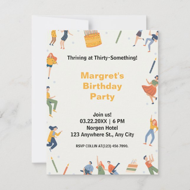 Färgfull musik-dans och söt tårtfödelsedag (Framsida)