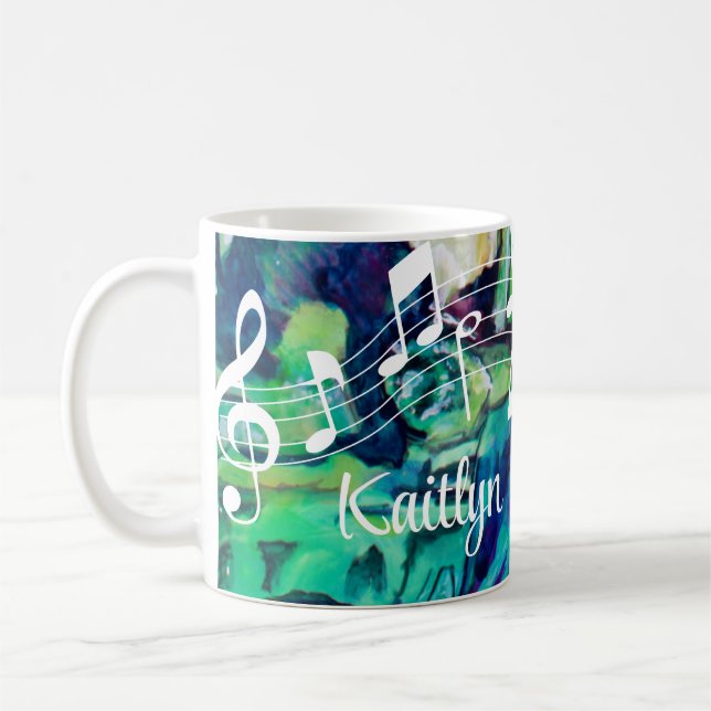 Färgfull Musik noter Turkos Blue Personlig Kaffemugg (Vänster)