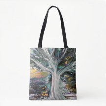 Färgfull Mystical Träd Tote Bag