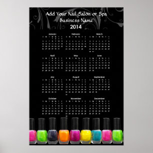 Färgfull Nagel polska Flaskor 2014 Kalender Poster