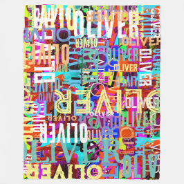 Färgfull Namn-replikerad Mönster-typografi Fleecefilt