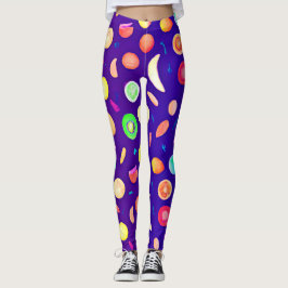 Färgfull Neon Tropical Fruit Mönster Leggings