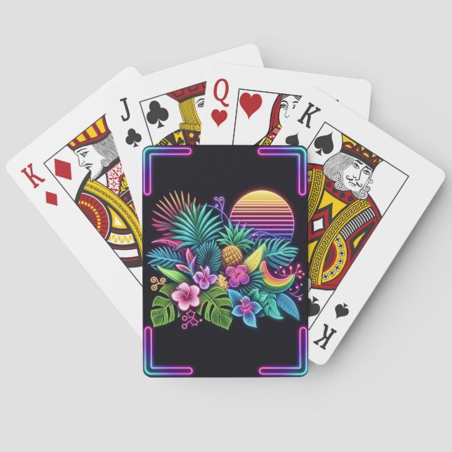 Färgfull neontropisk/hawaiisk casinokort (Baksidan)