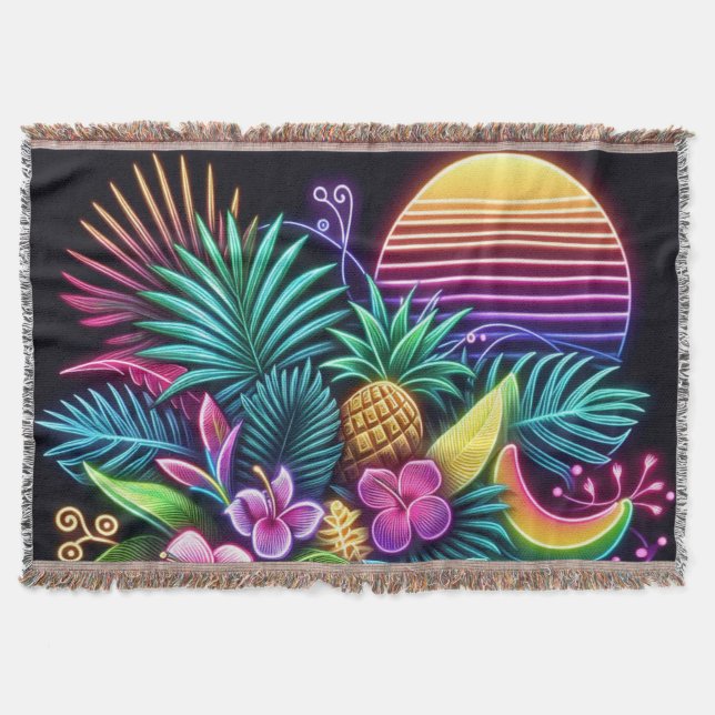 Färgfull neontropisk/hawaiisk filt (Framsidan)