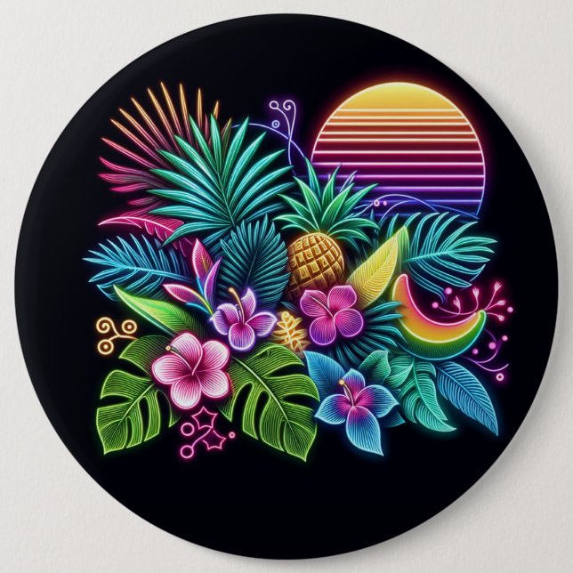 Färgfull neontropisk/hawaiisk knapp (Framsida)