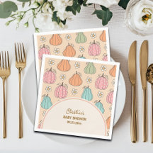 Färgfull Neutralt Beige Pumpkin Mönster Baby Showe