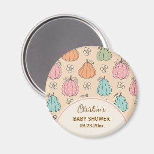 Färgfull Neutralt Pumpkin Mönster Baby Shower-tjän Magnet