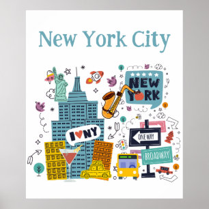 Färgfull New York City Poster