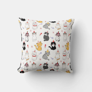 Färgfull nyårsafton mönster i söt katt kudde