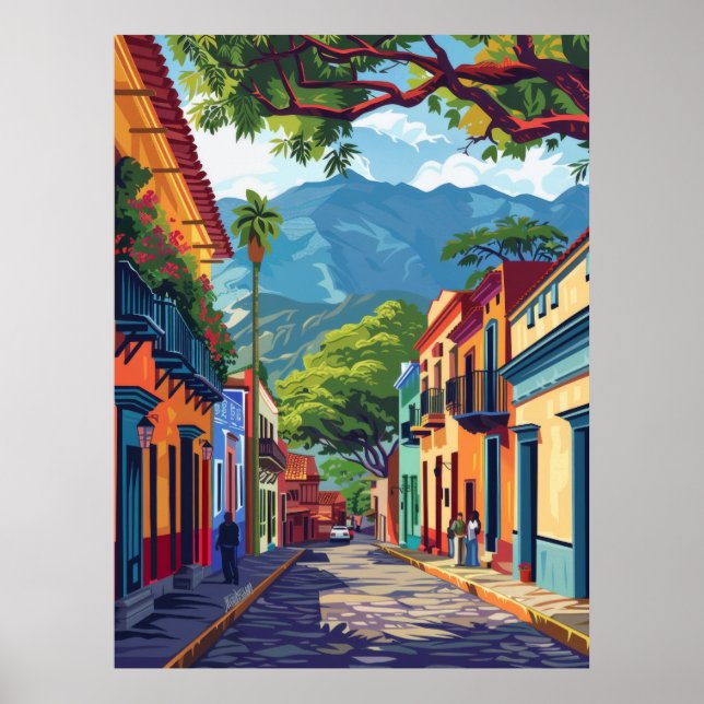 Färgfull Oaxaca Folk Art Vector Illustration Poste Poster (Framsidan)