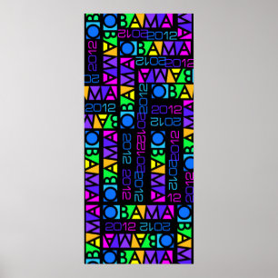 Färgfull OBAMA 2012 poster, 14 x 32 tum Poster